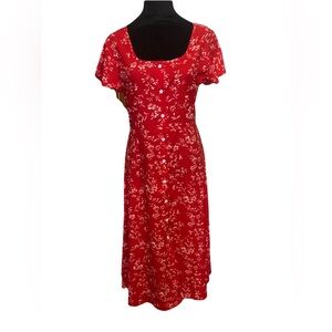 Floral Red Dress